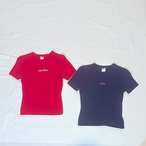 PINK Victoria's Secret Red and Black women’s Tees